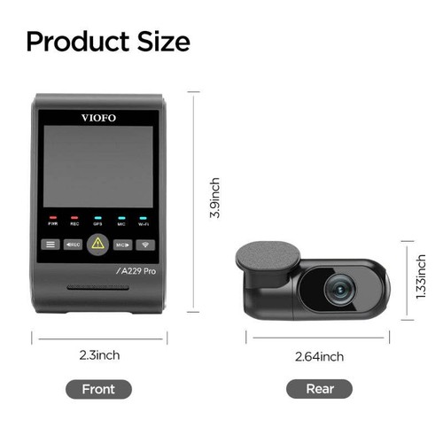 Viofo A229 Pro 2-Channel Dash Camera with Starvis 2 Sensors - Viofo Card Bundle - Picture 12 of 19