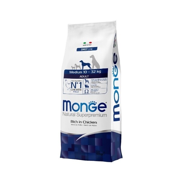 Monge superpremium medium adult ricco di pollo KG 12