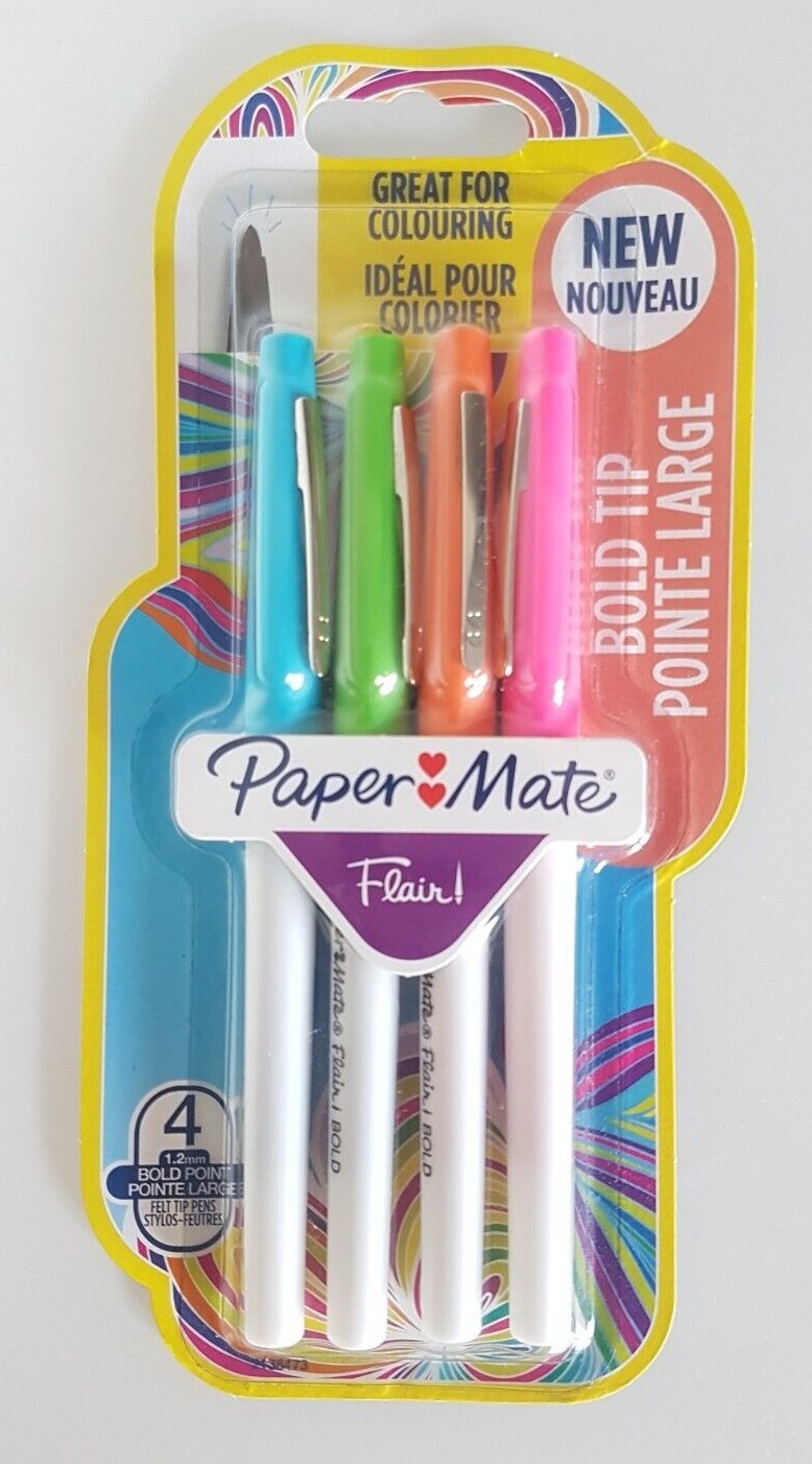 Paper Mate Pack Of 4 Bold Point Felt Tip Pens