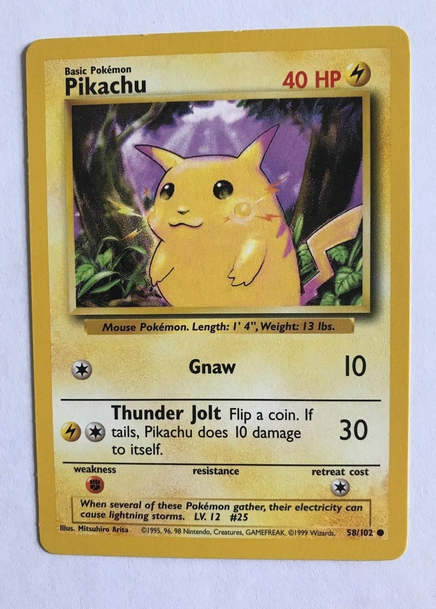 レッドのピカチュウ　プレイド POKEMON PIKACHU GNAW ORIGINAL CARD RARE PURPLE BACKGROUND