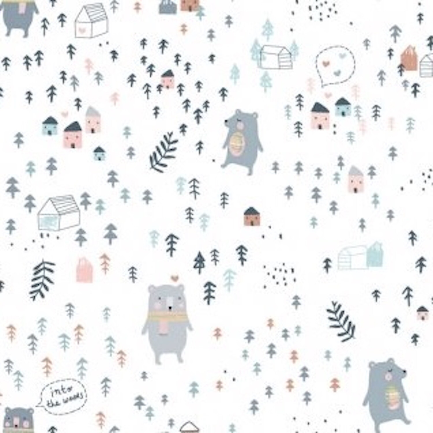 Dear Stella The Big Freeze Bear Hike White 100% Cotton Fabric by The Yard