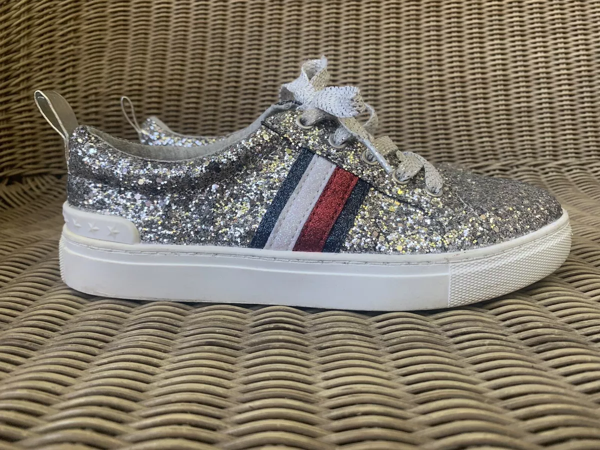 TOMMY HILFIGER Rae Silver Glitter Shoes Women's Size 5 eBay