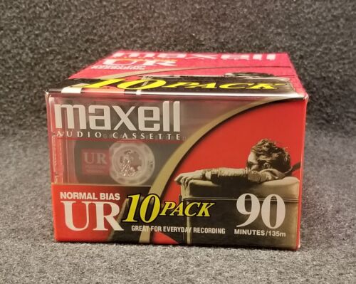 Maxell UR 90 Minute Blank Audio Cassette Tapes Normal Bias 10 Pack - Picture 2 of 4