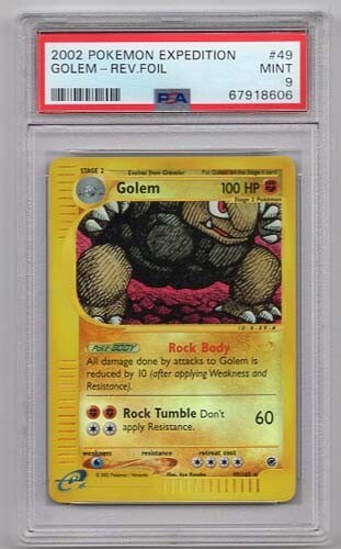 GOLEM REV-HOLO #49 POKEMON EXPEDITION PSA #67918606/#67592813 GRADED MINT 9 2002