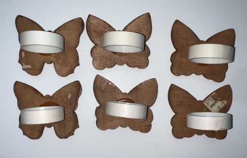 Wooden Butterfly Napkin Holders Brown Wood Bohemian Retro Style ~ SET of 6 - Picture 10 of 18