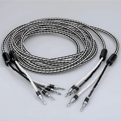 ATAUDIO HIFI OCC Sliver-plated Speaker Cable Speakers Mixers Hifi-systems Banana Plug Y Plug Male-male Extension Speaker Cord