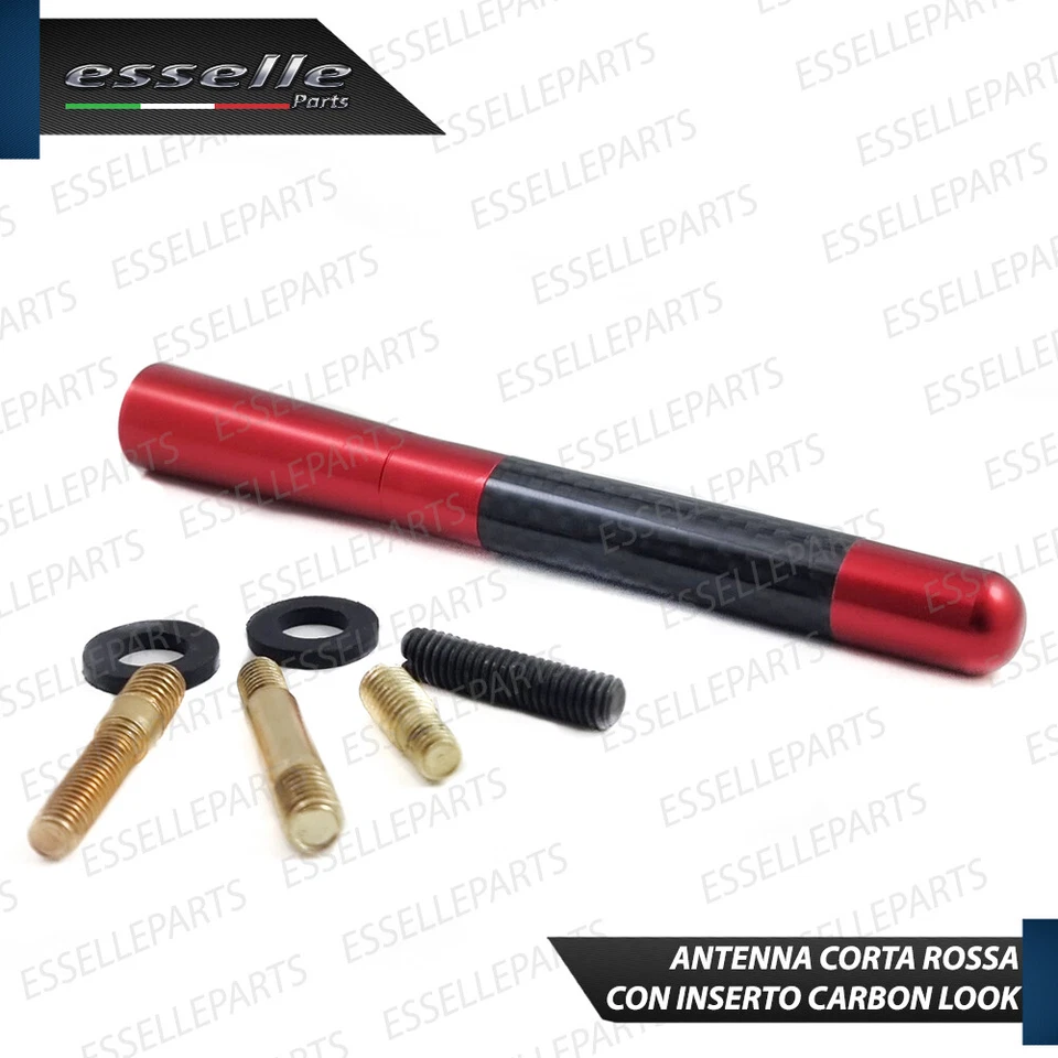 ANTENNA CORTA 12 CM ROSSO FINITURA CARBONIO PER MINI COUNTRYMAN U25 RADIO - Immagine 3 di 4