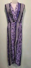 Astr The Label Sleeveless Hi Low Maxi Dress Purple Green Floral Stripe Sz M