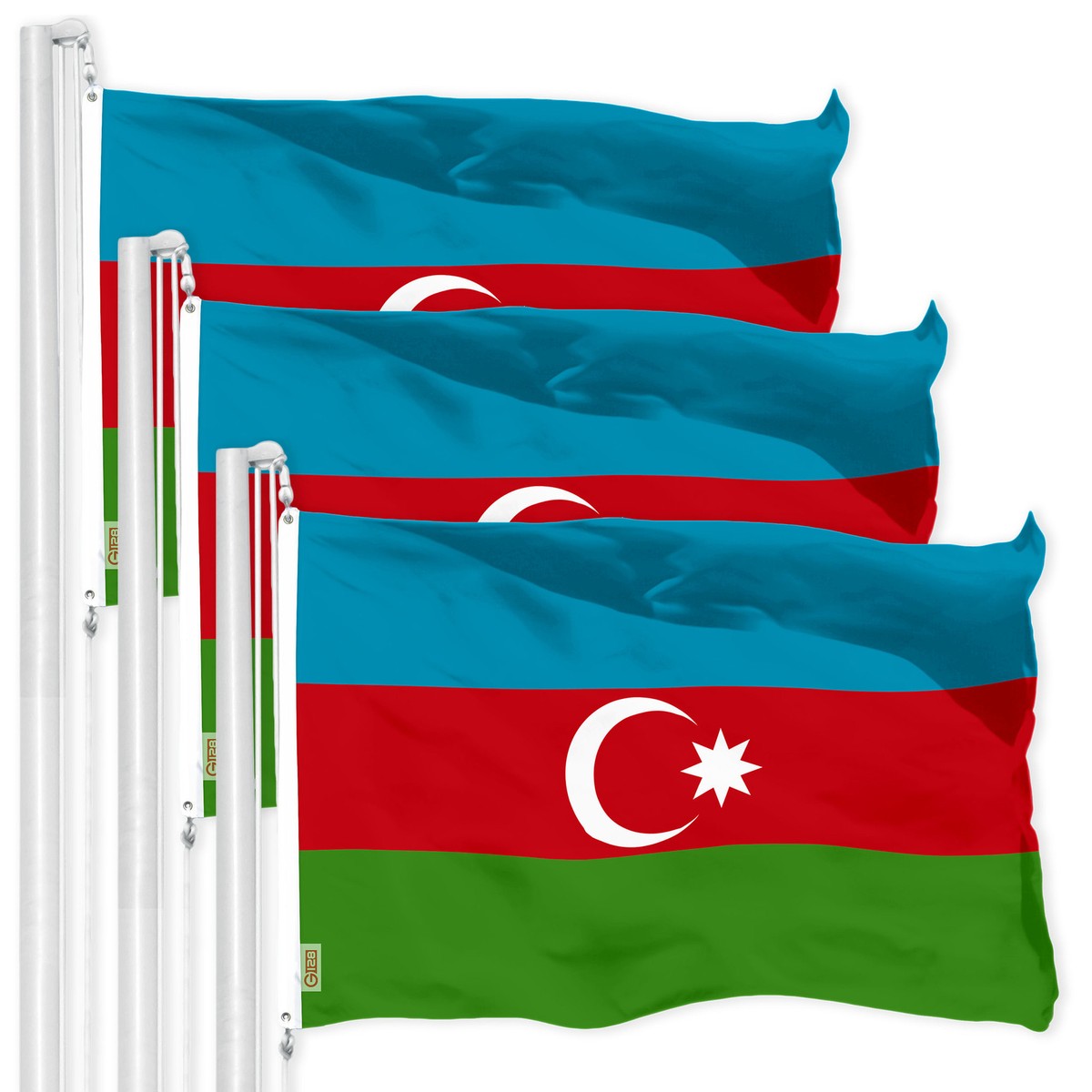 G128 3 Pack: Azerbaijan Azerbaijanis Azeris Flag 3x5Ft Printed