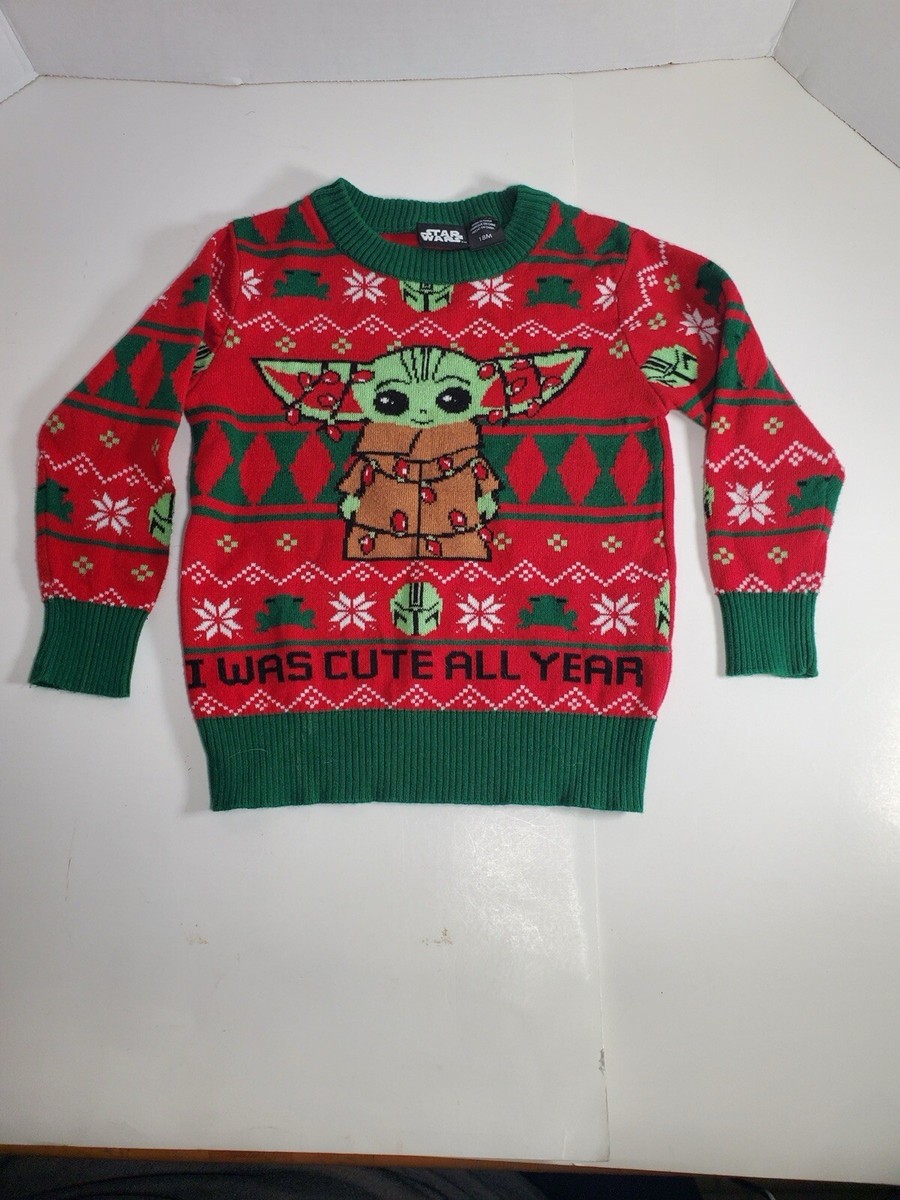 Star Wars Baby Yoda Christmas Sweater Toddler Kid Size 18M I Was