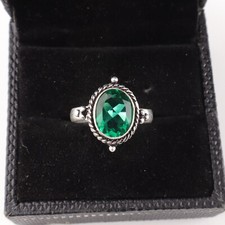 Lab Created Emerald Gemstone 925 Sterling Silver Handmade Jewelry Ring Gift For