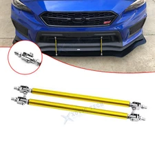 Adjustable Gold Front Bumper Lip Splitter Strut Rod Tie Support Bar Spoiler 2PCS