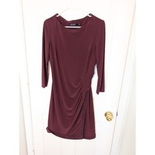 Lauren Ralph Lauren Dress Sheath Ruched Cocktail Party Maroon Size 6