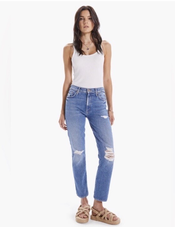 Mother The Insider Ankle in Bloom and Doom Jeans Demin Straight 28 Pants