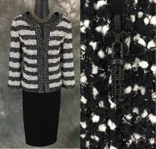 BEAUTIFUL St John knit black white suit blazer size 4