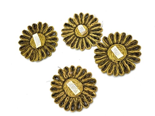 Handmade 1969 Hallie St Mary Abaca Fiber Sunflower Coasters Set Of 4 Philippines - 第 3/5 張圖片