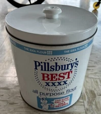 Vintage J.L. Clark Pillsbury's Best Metal Tin Flour Canister Pillsbury Doughboy