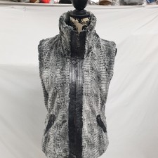 Gelco Fleece/faux Fur Gilet Bodywarmer Women's Size 10 Silvery Grey