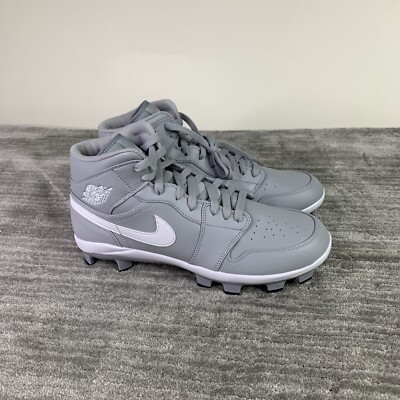 #ad Nike Air Jordan 1 Retro MCS Baseball Cleats Size 10 Wolf Grey White AV5354 003 $146.98