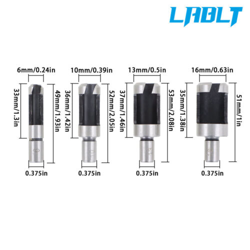 LABLT Kohlenstoffstahl Bohrer Bit Set Holzstecker Dübelmaschine Lochschneider 8 Stck. - Bild 3 von 8