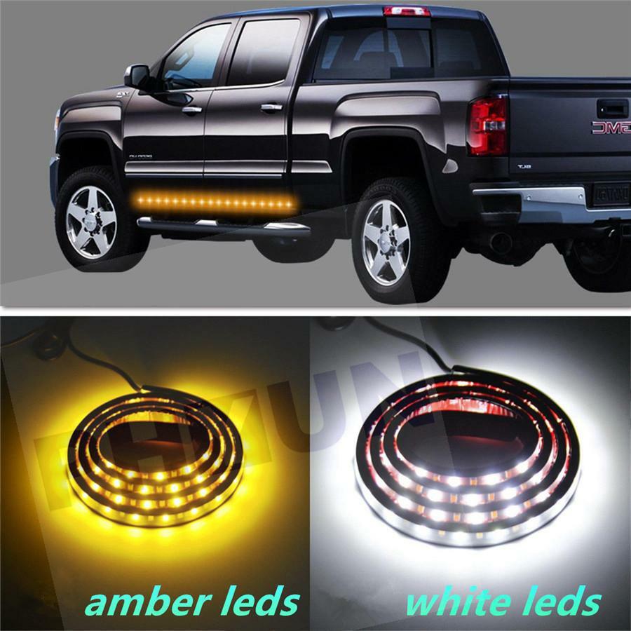 2X 24" Running Board Side Step LED Light Amber White Turn Signal DRL