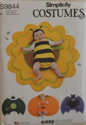 Simplicity- 9844- Babies' Costumes, Bat, Dino, Pumpkin and Bee