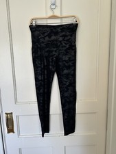 Spanx Camo Leggings Womens Size Large Black Gray Stretch Athleisure Gym Yoga