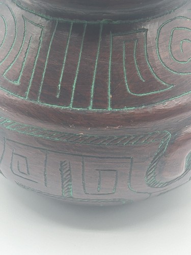 Vtg Marajoara Aztec Tiki Themed Terra Cotta Red Clay Face Pottery Vase Planter - Picture 13 of 15