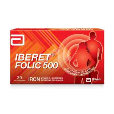 1 X Abbott Iberet Folic 500 30'S Iron Vitamin C & B Complex