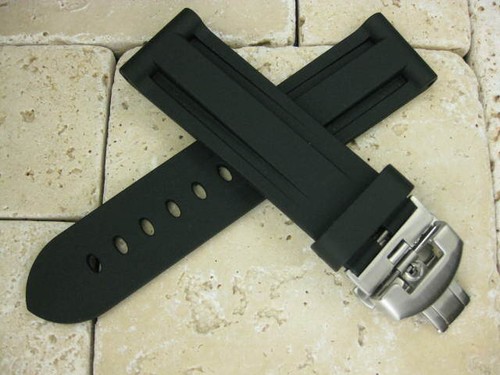 Bracelet De Montre En Caoutchouc PVC Noir - Style Vintage Avec Boucle - Pour Remplacement