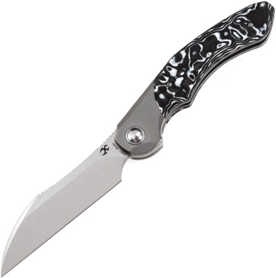 Kansept Knives Cosmos Framelock Titanium & White CF Folding 20CV Knife 1059A2