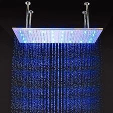 Chrome 16"x32" LED Shower Head High Pressure Large Rainfall Top Sprayer Brass