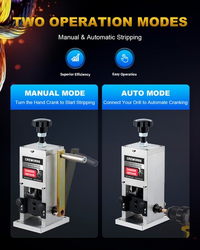 CREWORKS Manual Wire Stripping Machine for 1.5-25 mm Scrap Copper Metal Cables - Picture 2 of 9