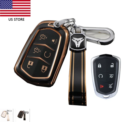 Car Key Case Cover Keychain Remote Key Fob For Cadillac Escalade 2015-2020