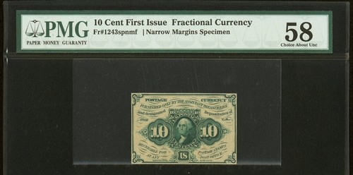 1862 FIRST ISSUE 10 Cents Fractional Currency Note FR# 1243 Civil War PMG ChAU58