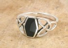 Knot Ring size 10 style# r0781 Sterling Silver Real Onyx Celtic Trinity