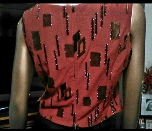 VINTAGE 90s ROCKABILLY CROP TOP WOMENS SIZE 13 - Picture 3 of 7
