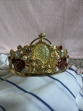Disney Princess Belle Tiara Crown, Goldtone Metal with fine details, costume