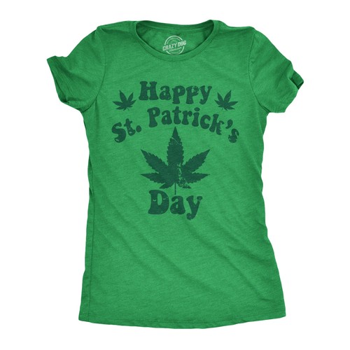 Womens Happy St Patricks Day Weed T Shirt Funny 420 Pot Saint Paddys Day Parade