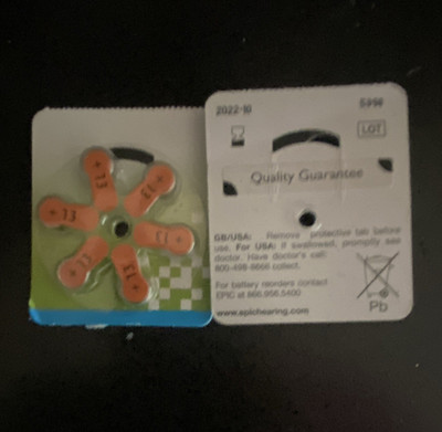 Epic Hearing Size 13 (Orange) Disposable Hearing Aid Batteries Blister Pack