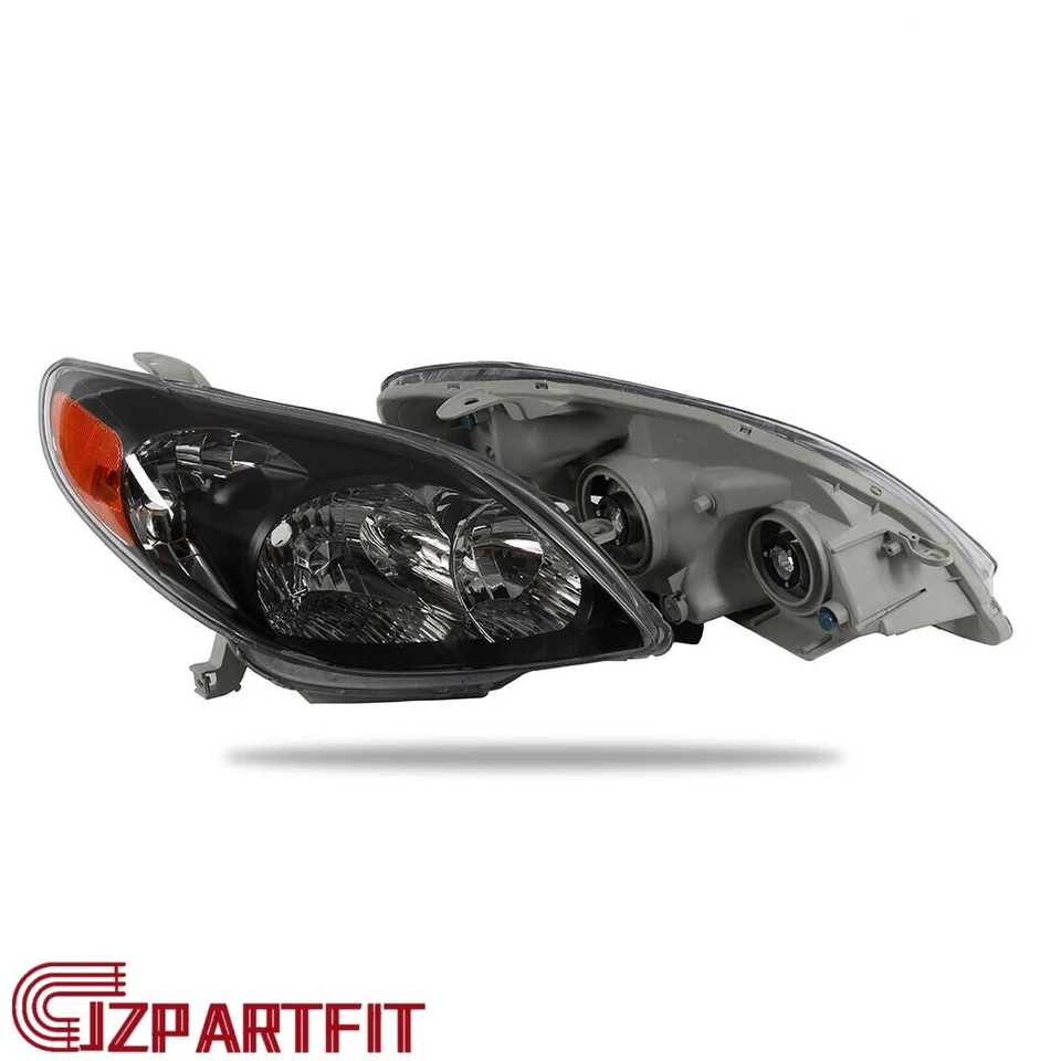 Headlights For Toyota Matrix 2003-2008 JDM Headlamps Black Pair Replacement Foto 3 de 4