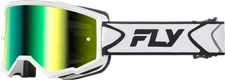 FLY Racing Zone Goggle White/Black with Iridescent Green Mirror Lens