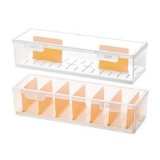 2-Pack Clear Cable Organizer Box with Adjustable Dividers, Portable Cord  Ch...