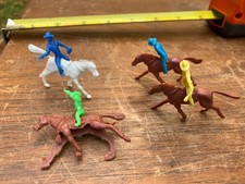 Vintage plastic Molded Cowboys on Horses 1960's Colorful under 2"