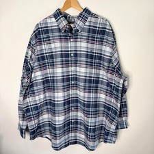 Brooks Brothers Button Up Blue White Plaid Long Sleeve Supima Cotton Men 2XL EUC