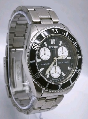 Vtg 1990s Tissot E662/762M Chronograph Black Panda Dial Quartz 40mm Gents Watch