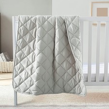 Light Grey Down Alternative Toddler Comforter Crib Quilted Blanket 39x47 In