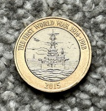 2015 The First World War Royal Navy £2 Two Pound Coin SLEEPING CAT FLAG ERROR