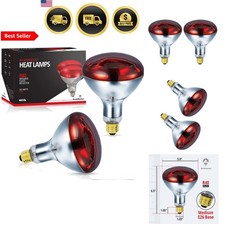 Heat Lamp Red Incandescent R40 250W Dimmable Infrared E26 2 Pack