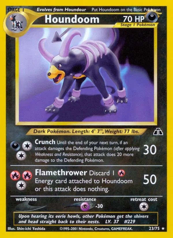 Houndoom - 23/75 - Pokemon Neo Discovery Unlimited Rare Card WOTC LP